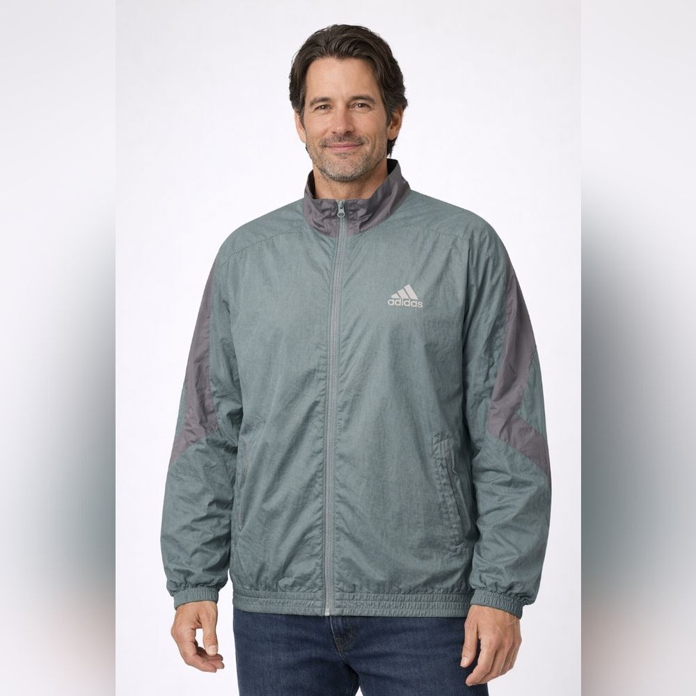 adidas Men's Big &Tall Sz 2XL Full-Zip Meshpop Track Raincoat Windbreaker Jacket